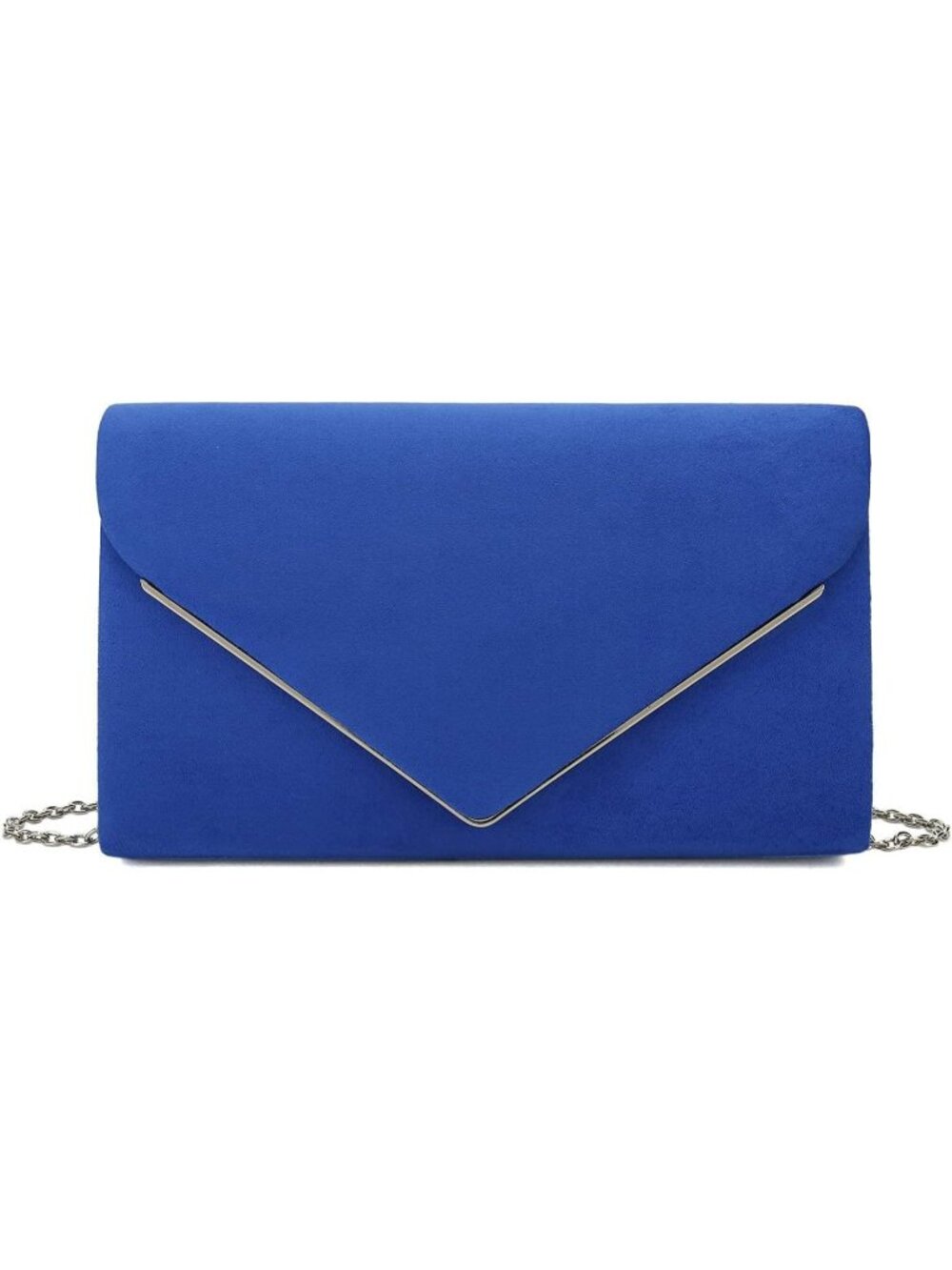 👜 Women's Royal Blue Faux Suede Clutch Bag Elegant Metal Binding Evening Purse